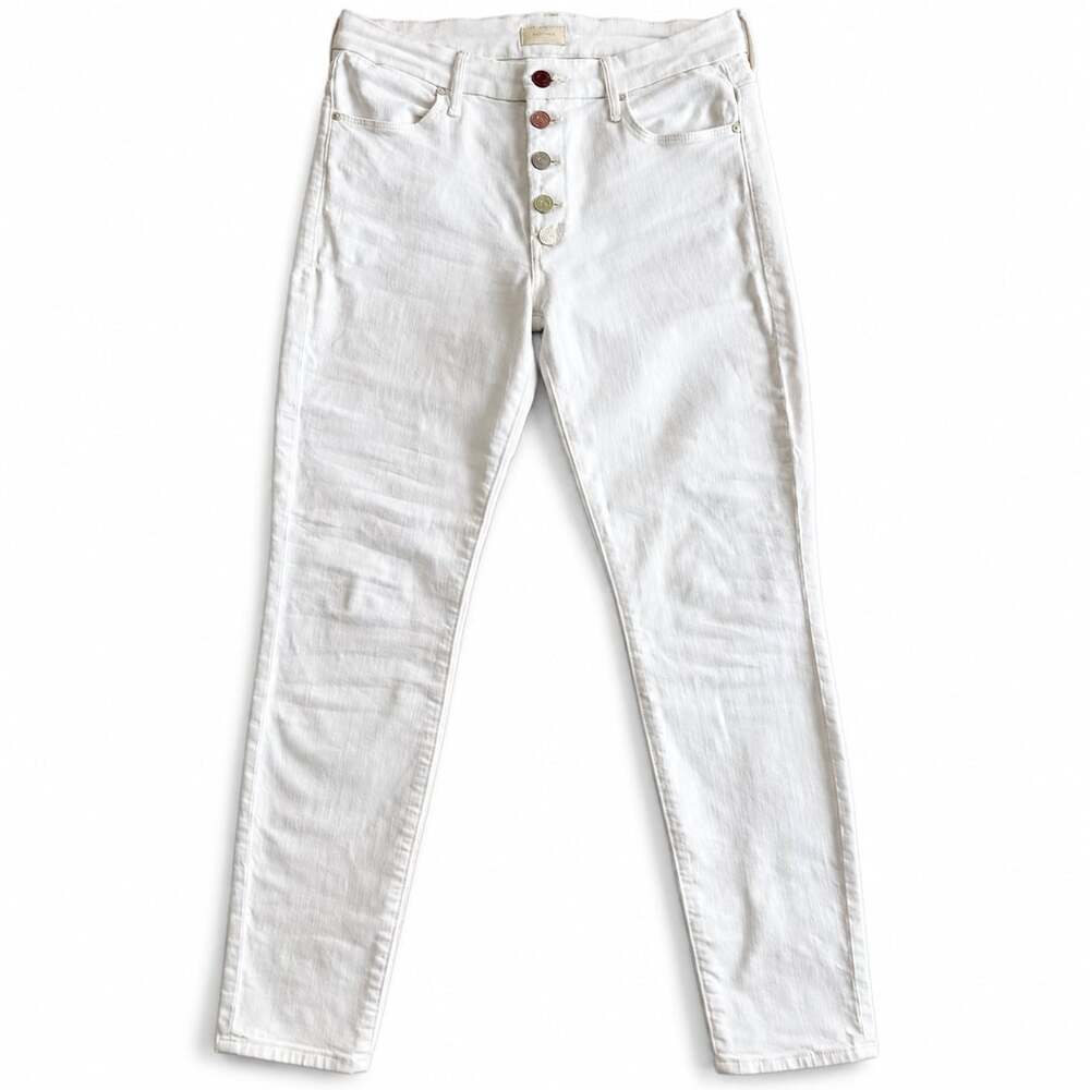 MOTHER The Pixie Taste The Rainbow Jeans 27 White Button Fly Skinny Denim